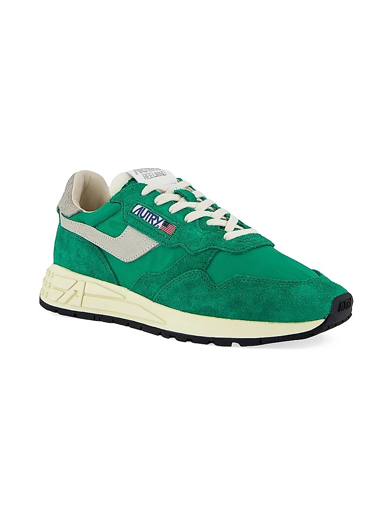 Leather-Blend Low-Top Sneakers
