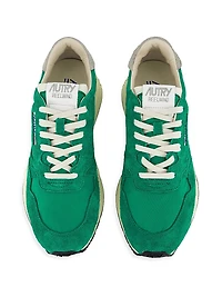 Leather-Blend Low-Top Sneakers