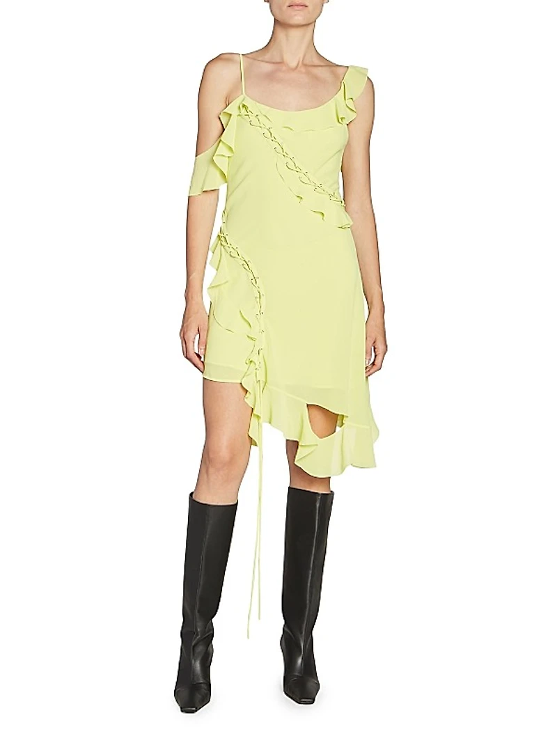 Daky Ruffled Lace-Up Minidress