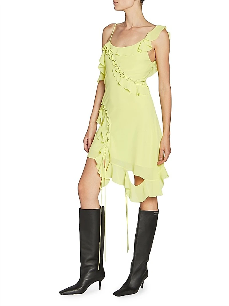 Daky Ruffled Lace-Up Minidress