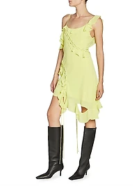 Daky Ruffled Lace-Up Minidress