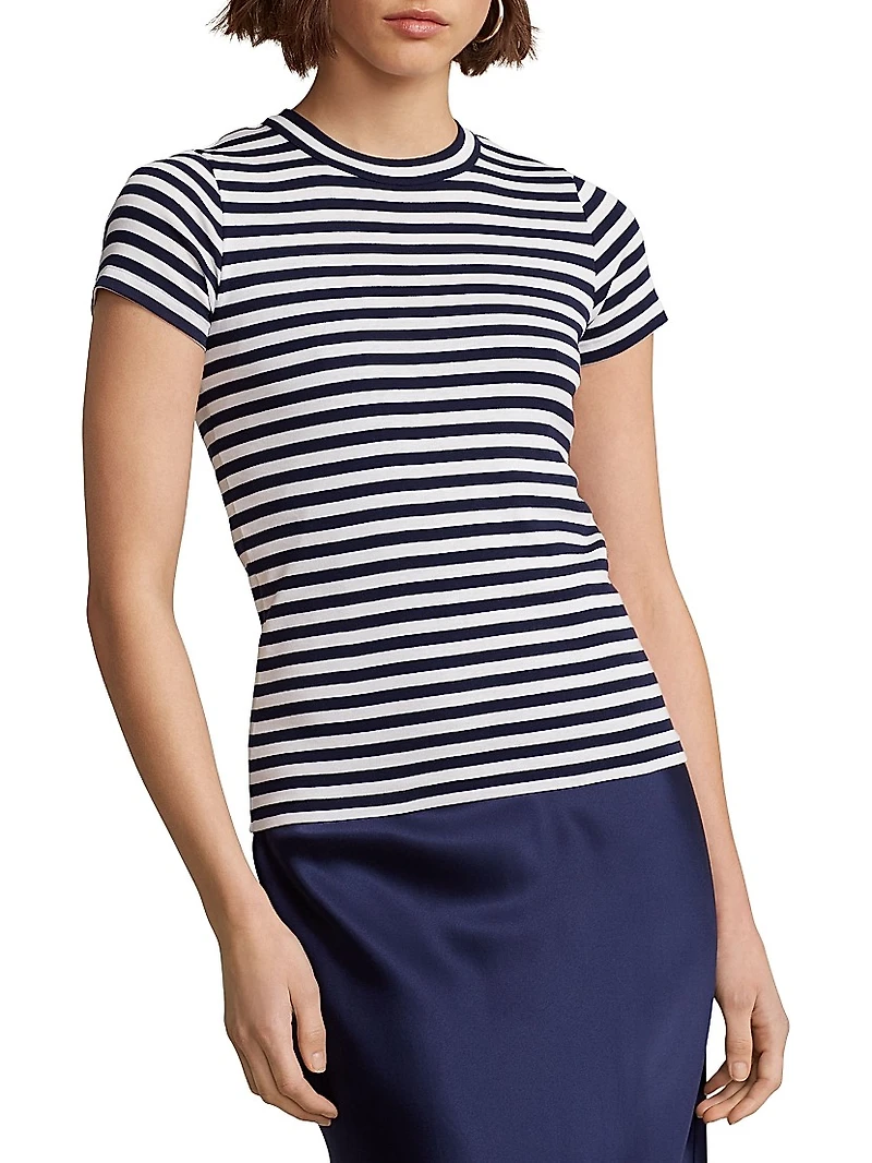 Stripe Rib-Knit Cotton T-Shirt