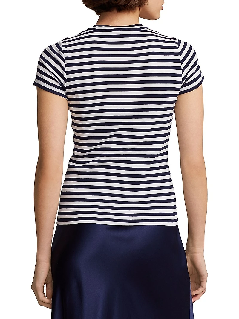 Stripe Rib-Knit Cotton T-Shirt