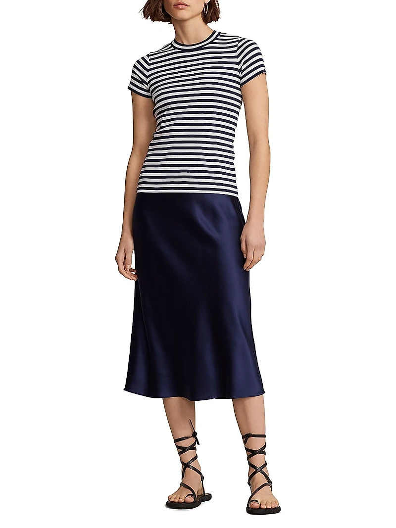 Stripe Rib-Knit Cotton T-Shirt