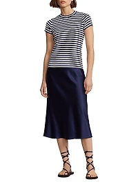 Stripe Rib-Knit Cotton T-Shirt