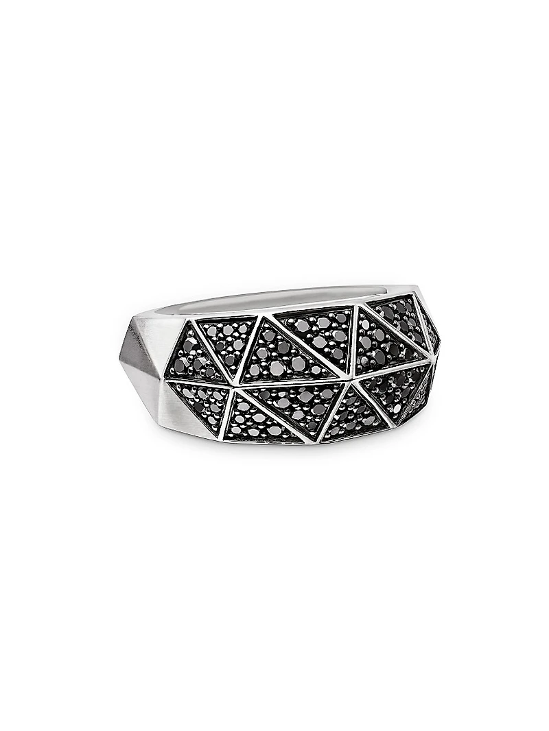 Torqued Faceted Signet Ring Sterling Silver
