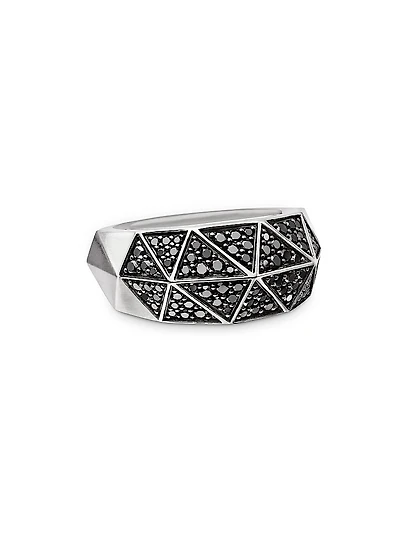 Torqued Faceted Signet Ring Sterling Silver