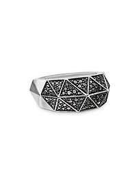 Torqued Faceted Signet Ring Sterling Silver