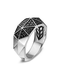 Torqued Faceted Signet Ring Sterling Silver