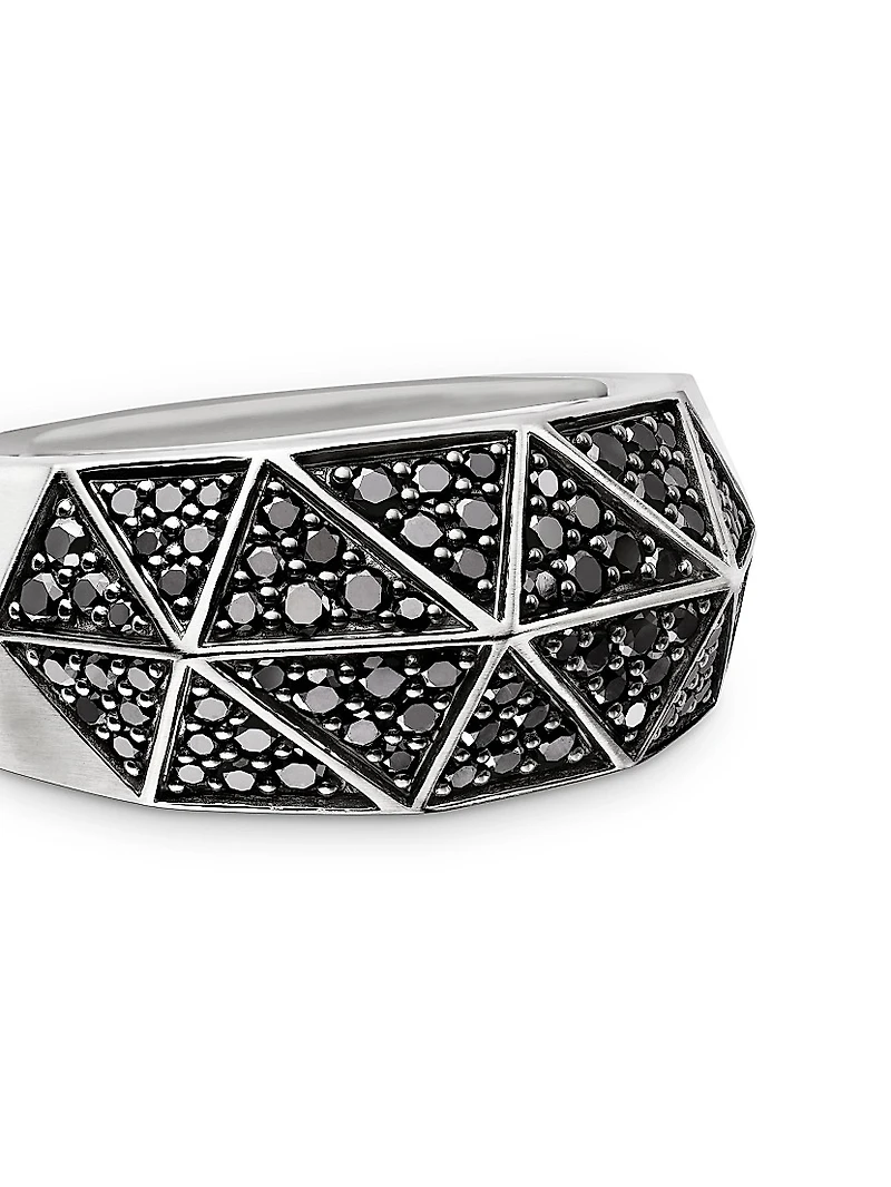 Torqued Faceted Signet Ring Sterling Silver