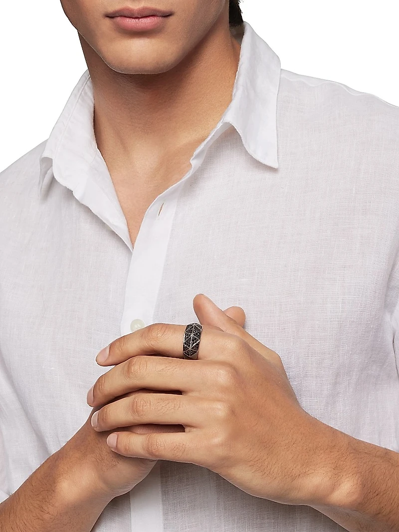 Torqued Faceted Signet Ring Sterling Silver