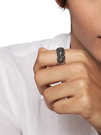 Torqued Faceted Signet Ring Sterling Silver