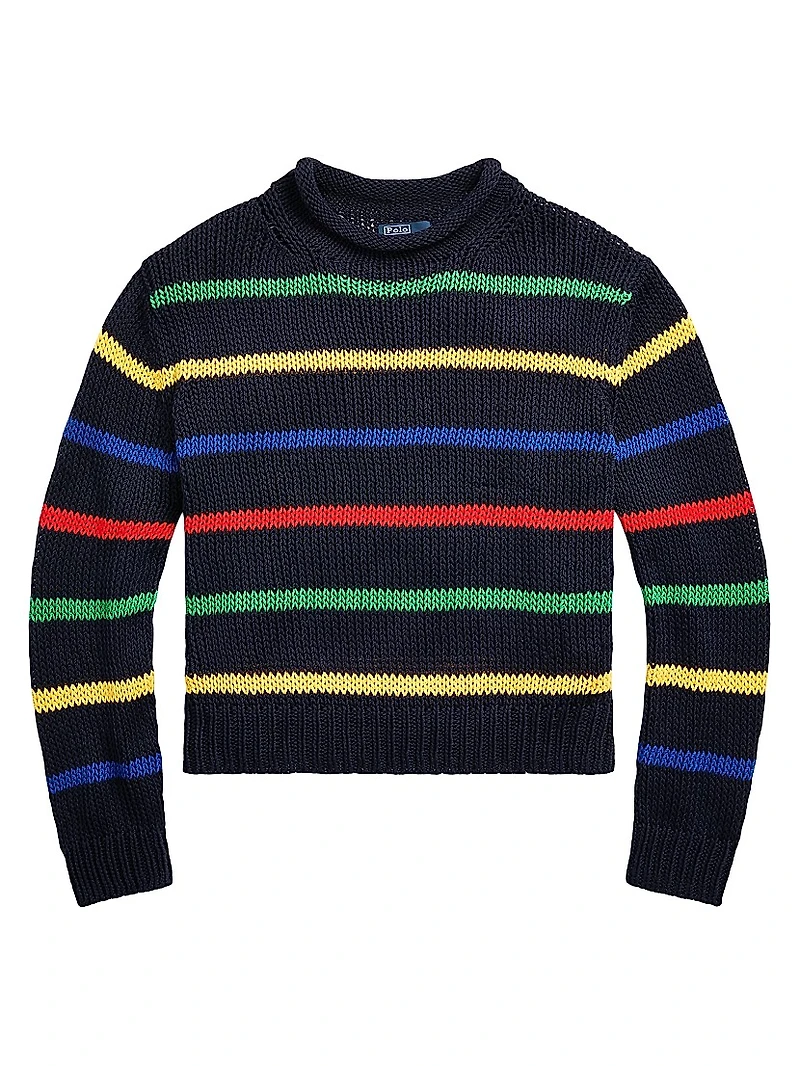 Cotton Striped Roll-Neck Sweater