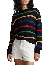 Cotton Striped Roll-Neck Sweater