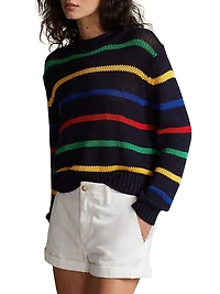 Cotton Striped Roll-Neck Sweater