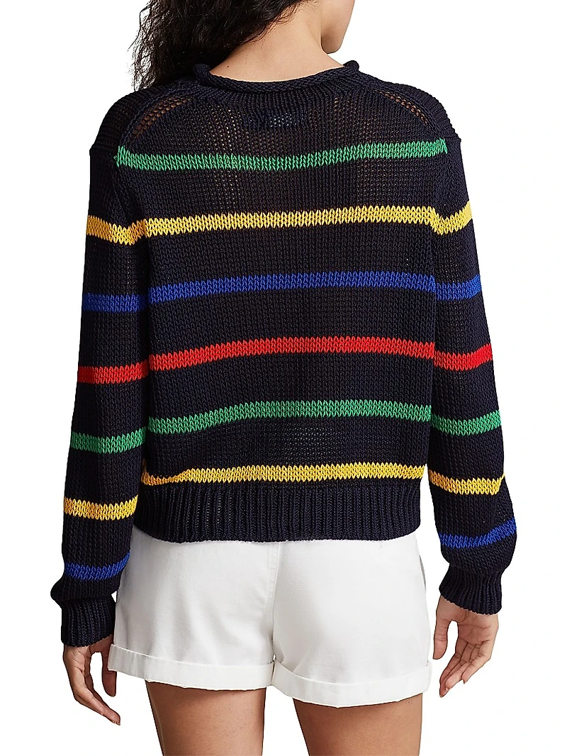 Cotton Striped Roll-Neck Sweater