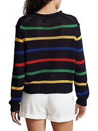 Cotton Striped Roll-Neck Sweater