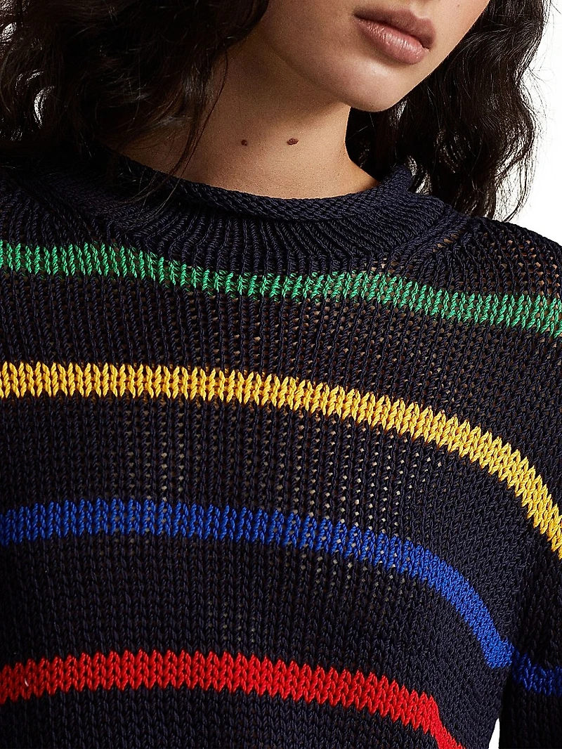Cotton Striped Roll-Neck Sweater