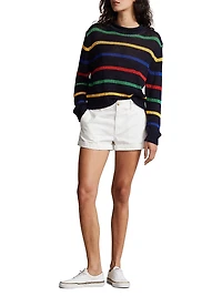Cotton Striped Roll-Neck Sweater