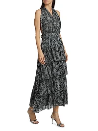 Zandra Abstract Tiered Midi-Dress