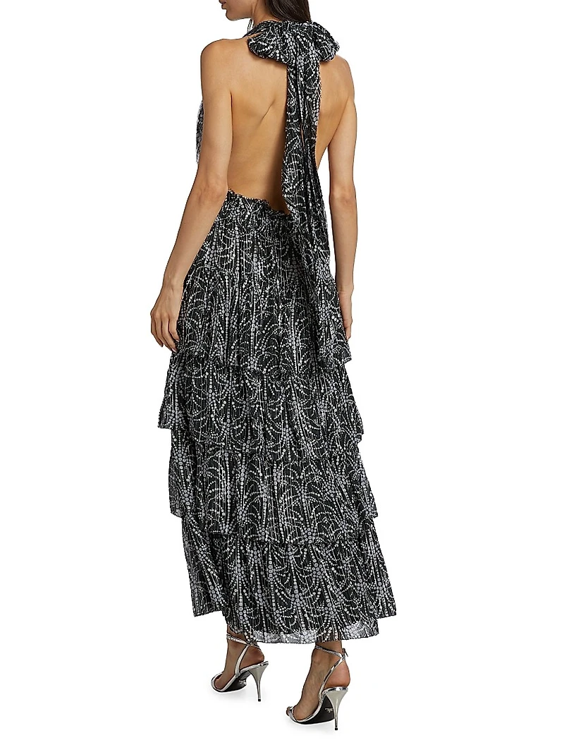 Zandra Abstract Tiered Midi-Dress