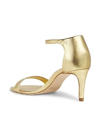 75MM Metallic Leather Ankle-Wrap Sandals