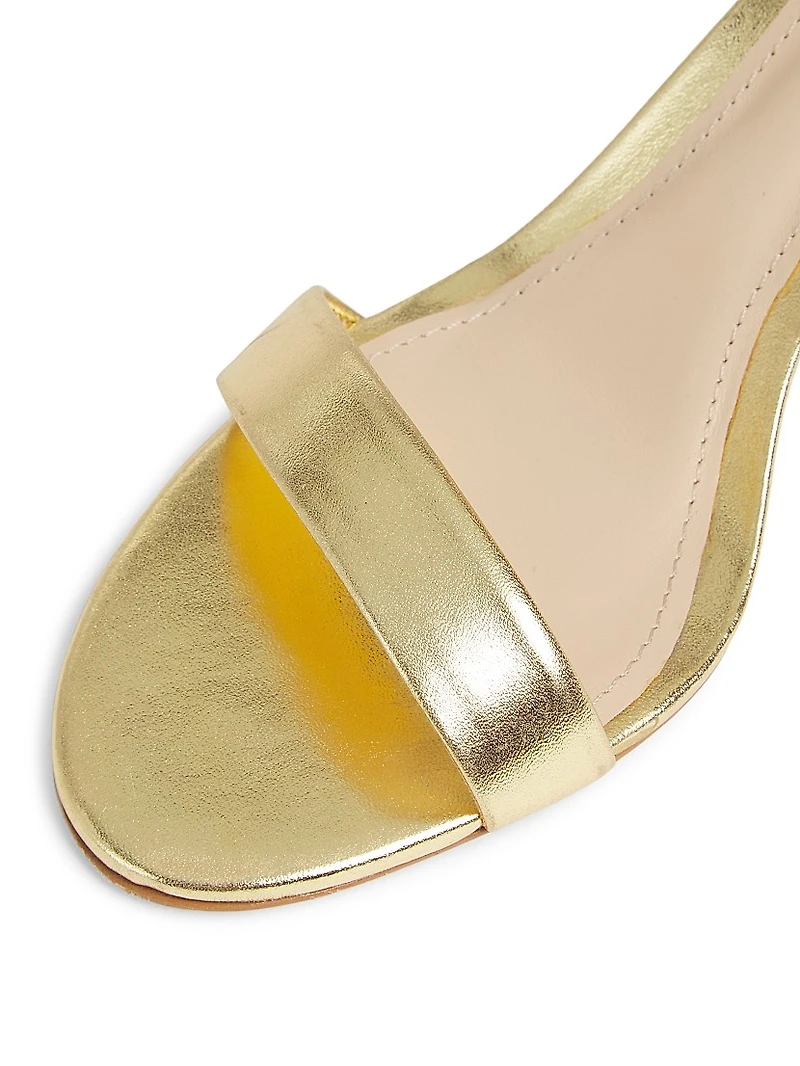 75MM Metallic Leather Ankle-Wrap Sandals