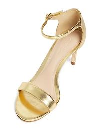 75MM Metallic Leather Ankle-Wrap Sandals