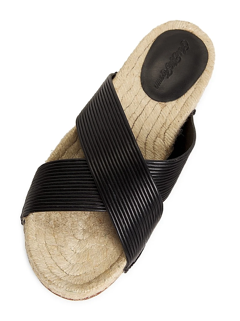 Leather & Raffia Flat Sandals