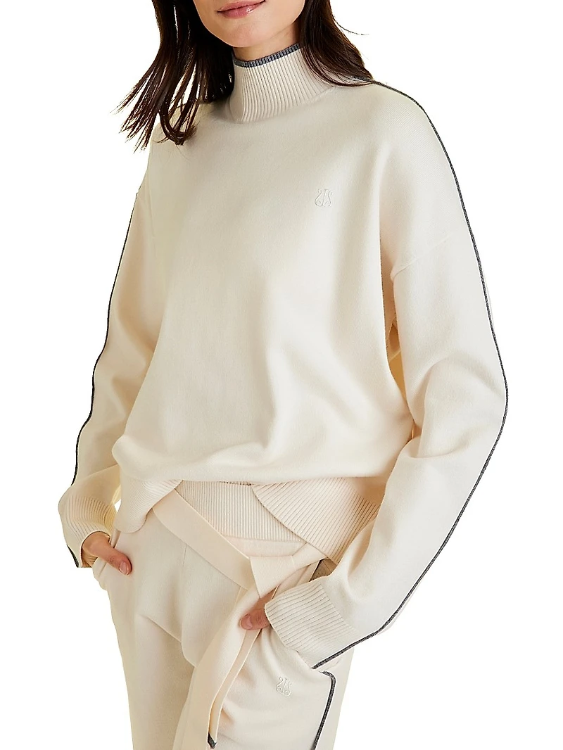 Framed Knit Mock Neck Sweater