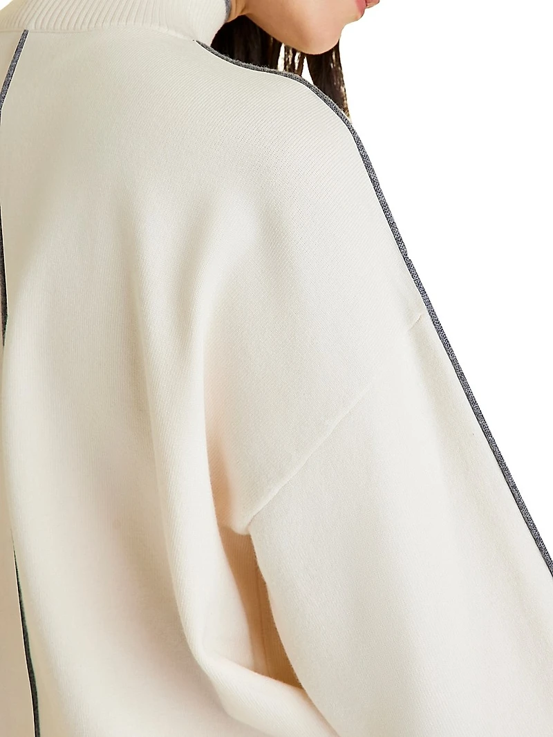 Framed Knit Mock Neck Sweater