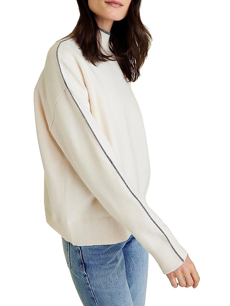Framed Knit Mock Neck Sweater