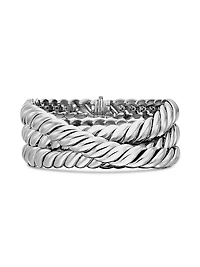 Sculpted Cable Triple Wrap Bracelet Sterling Silver