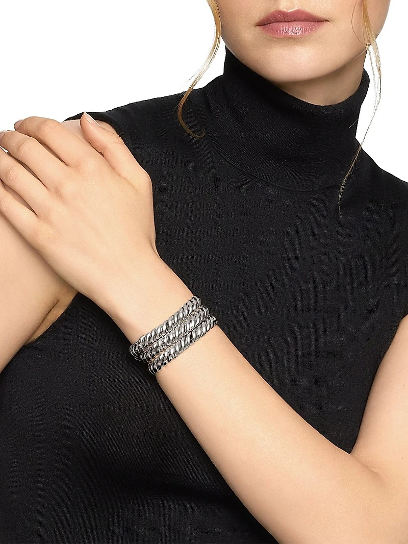 Sculpted Cable Triple Wrap Bracelet Sterling Silver