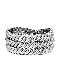 Sculpted Cable Triple Wrap Bracelet Sterling Silver