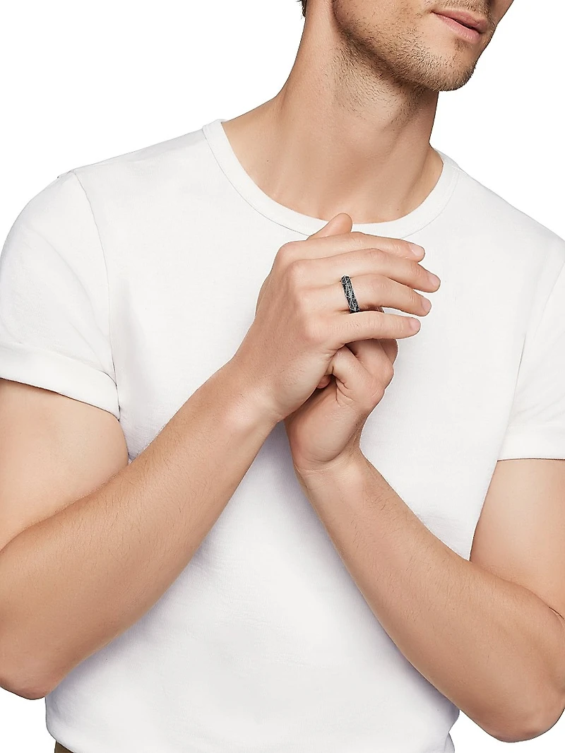 Torqued Faceted Band Ring Sterling Silver