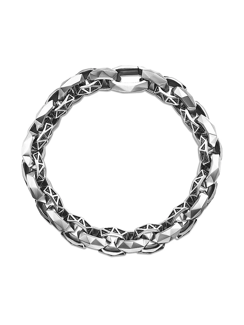 Torqued Faceted Link Bracelet Sterling Silver
