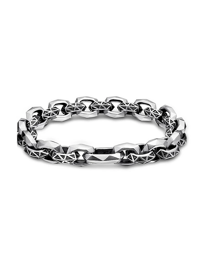 Torqued Faceted Link Bracelet Sterling Silver