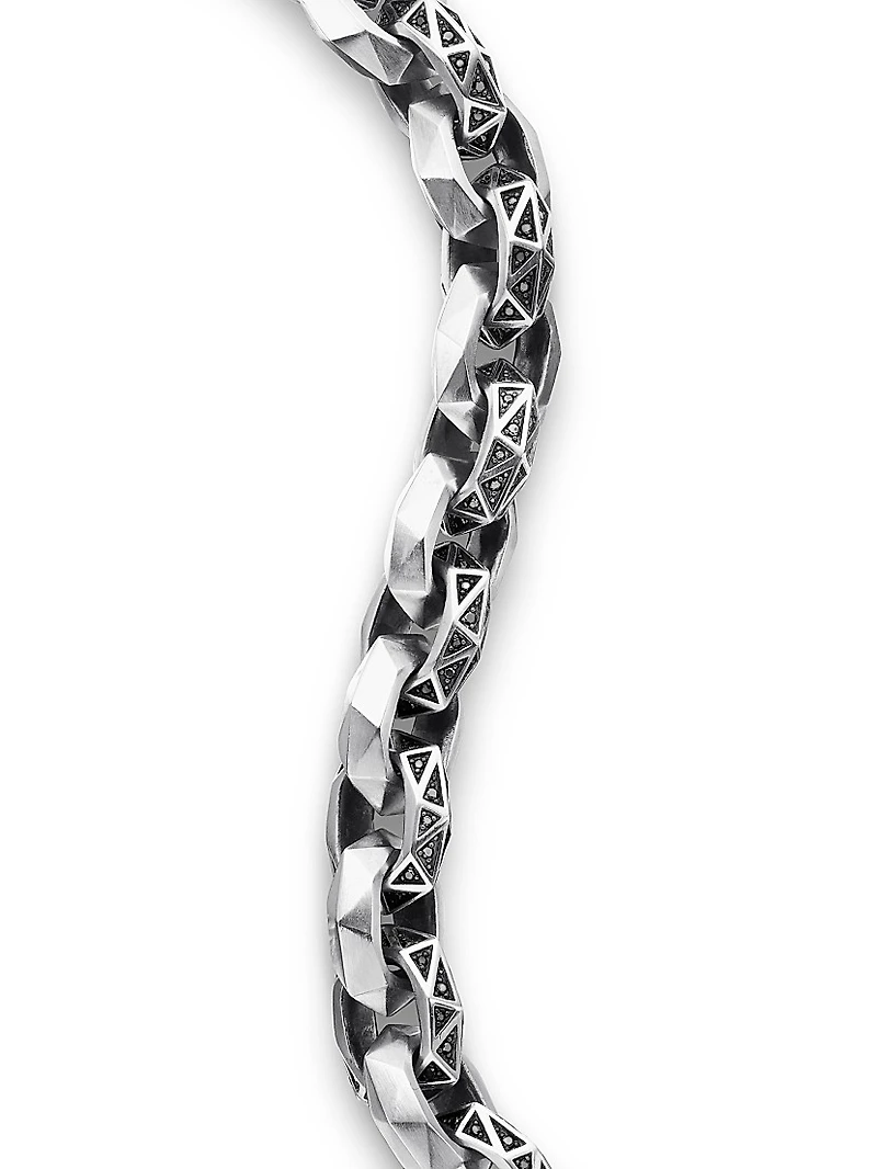 Torqued Faceted Link Bracelet Sterling Silver