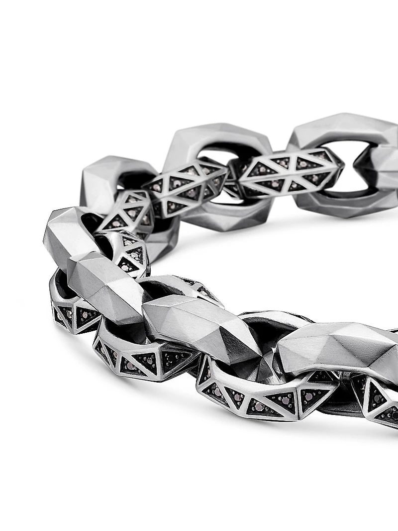 Torqued Faceted Link Bracelet Sterling Silver