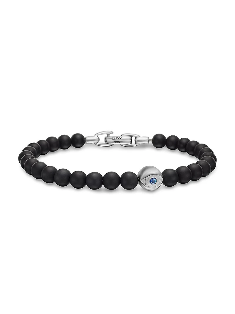 Spiritual Beads Evil Eye Bracelet Sterling Silver