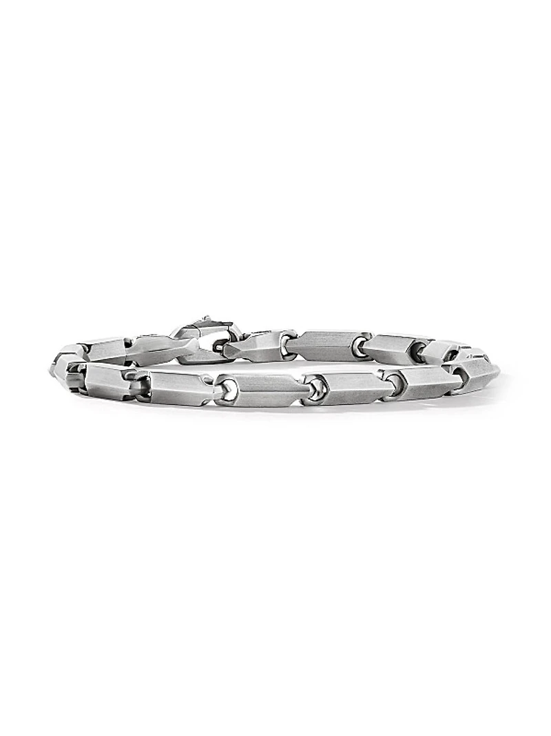 Faceted Link Bracelet In Sterling Silver