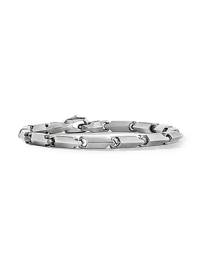 Faceted Link Bracelet In Sterling Silver