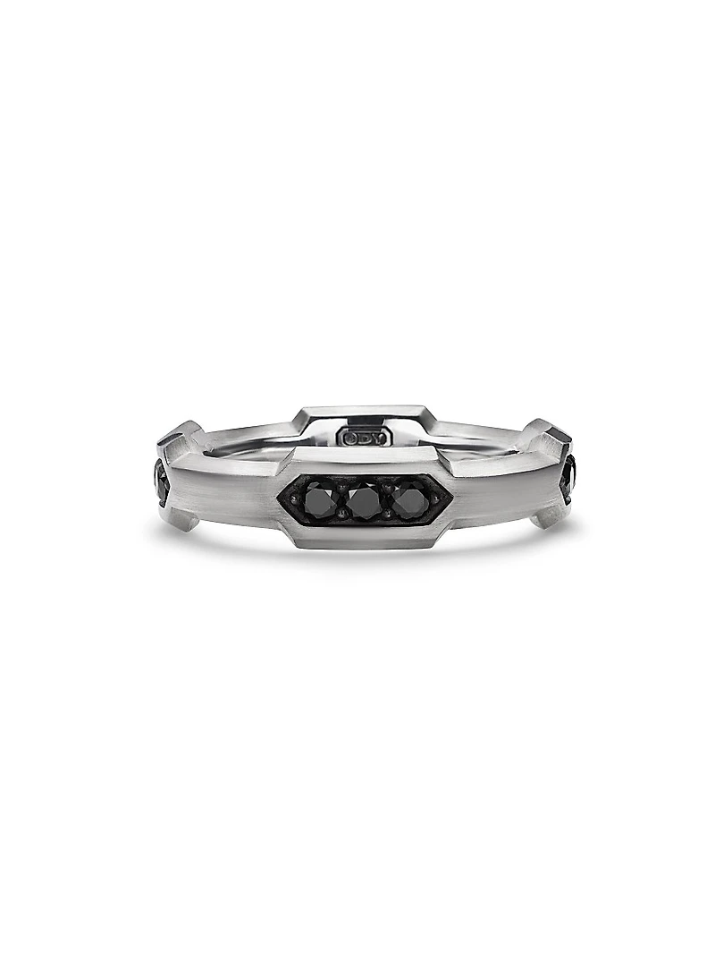 Hex Station Band Ring Sterling Silver