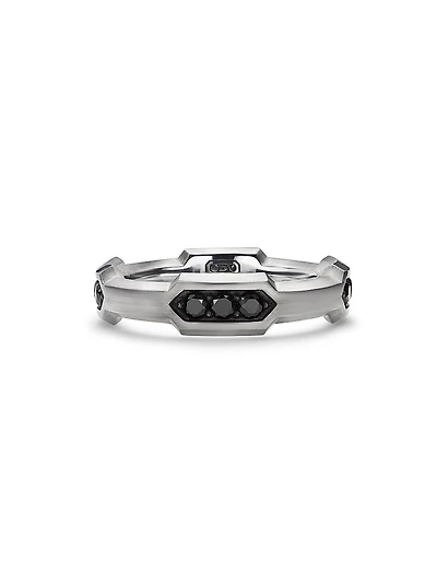 Hex Station Band Ring Sterling Silver