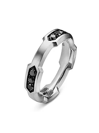 Hex Station Band Ring Sterling Silver