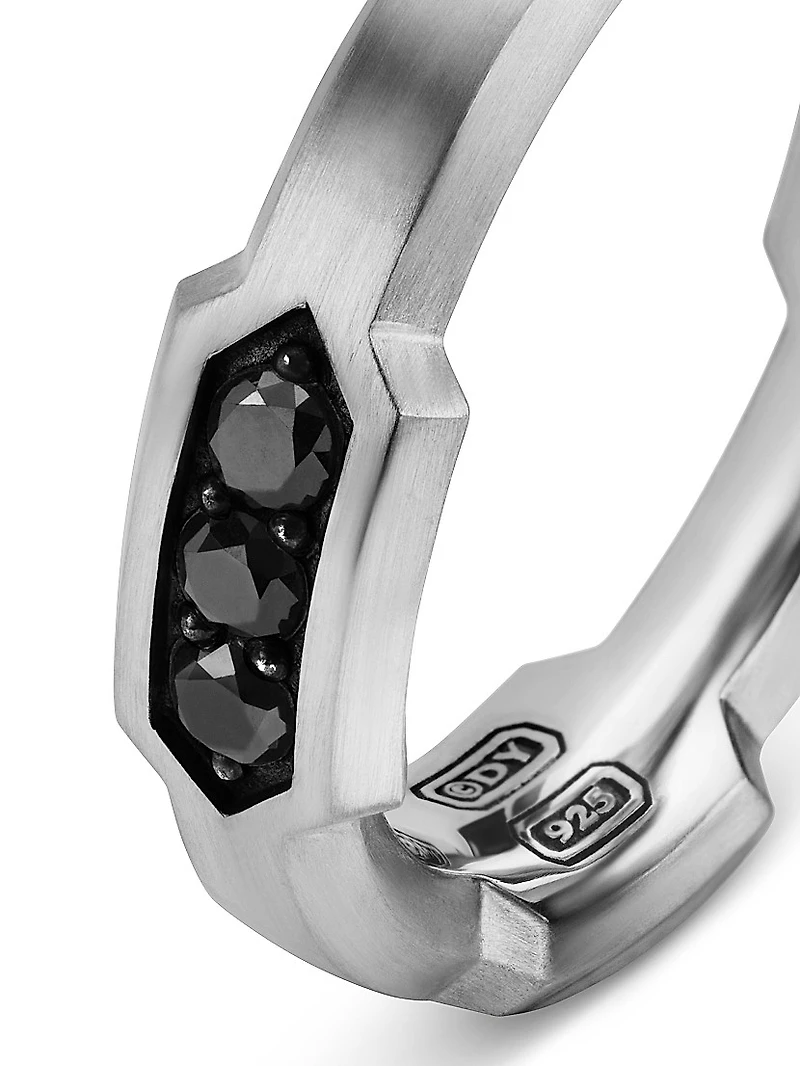 Hex Station Band Ring Sterling Silver