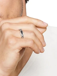 Hex Station Band Ring Sterling Silver
