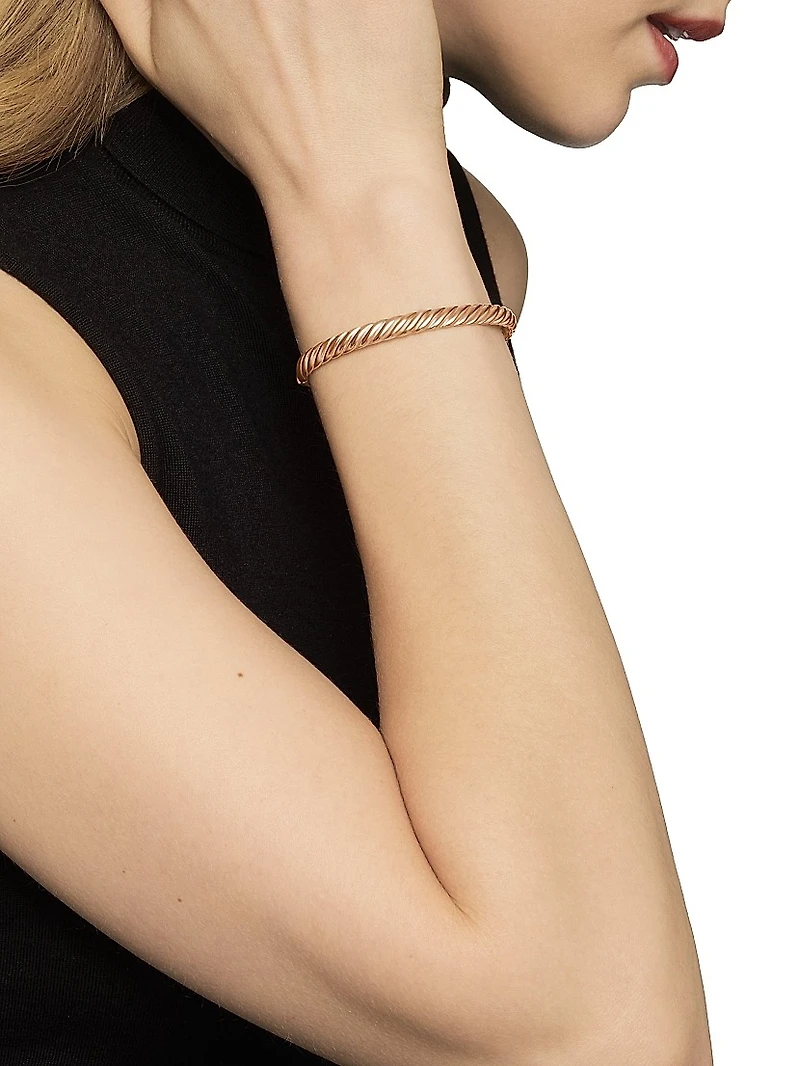 Sculpted Cable Bangle Bracelet 18K Rose Gold