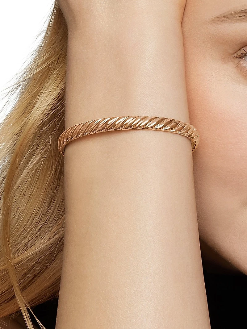Sculpted Cable Bangle Bracelet 18K Rose Gold